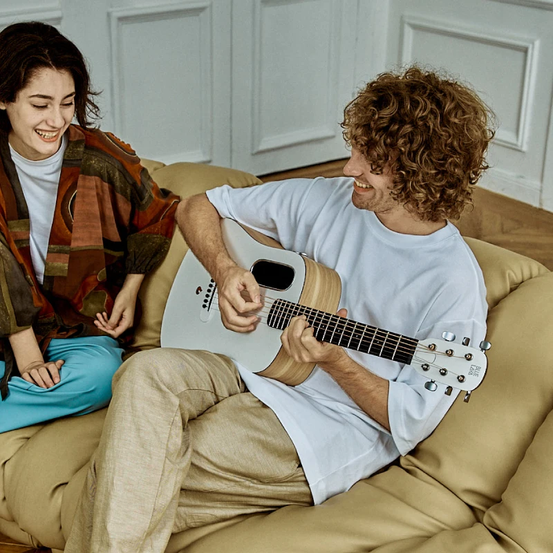 Take fire guitar BLUE LAVA Source Male/female Novice Beginner folk guitar travel 36 inches Take fire guitar BLUE LAVA Source Mal