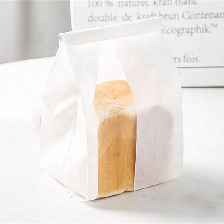 Hot Sale Custom print toast flat bottom paper package bread packing bags