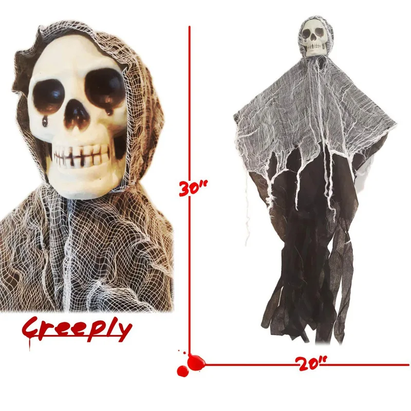 Halloween decoration props skull gauze ghost face hanging ghost haunted house doorway hanging skeleton horror ghosts