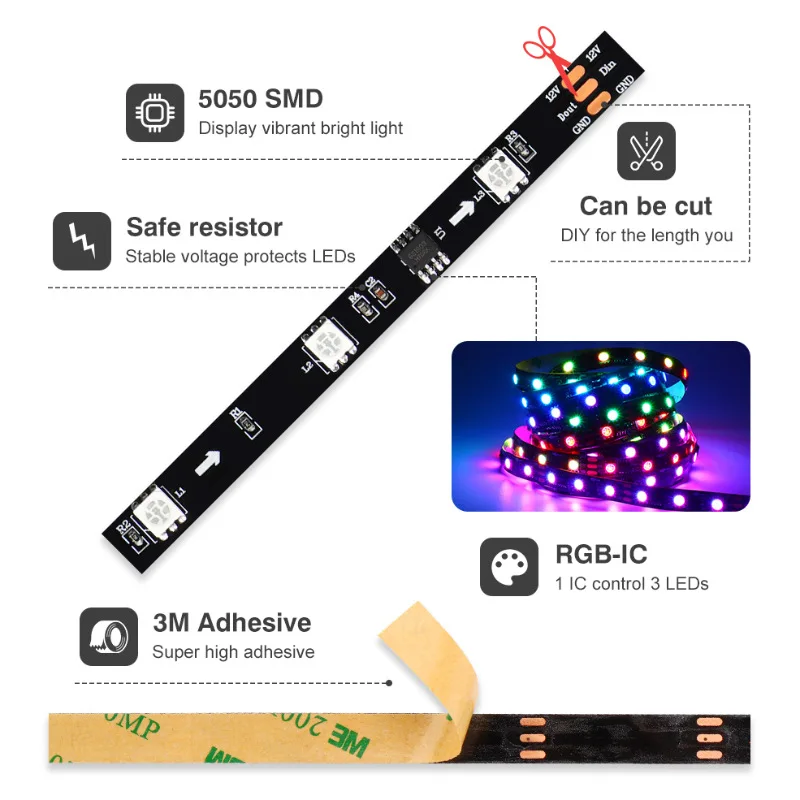 12V Wifi Addressable WS2811 Smart Pixel Led Strip Symphony SP511E Wifi smart light strip