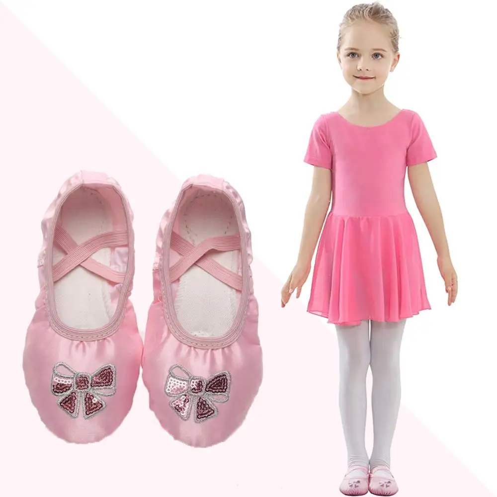 
Wholesale Kids Women Flats Dance Slippers Shoes Satin Canvas Girls Shoes for Ballet 1 Pairs Satin Upper Standard Cotton Fabric 