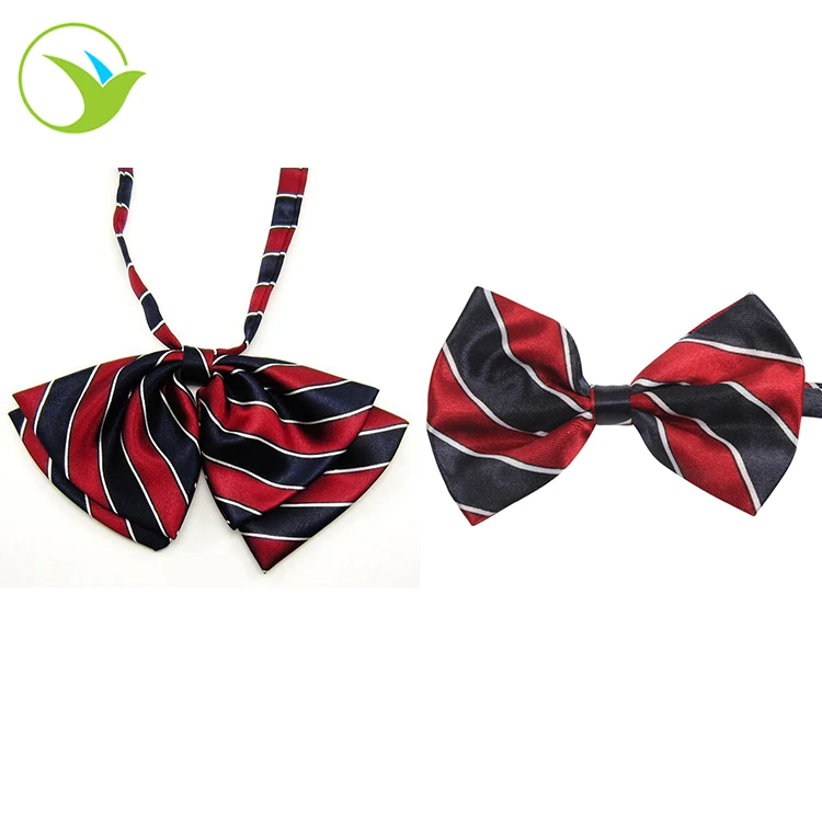 
Logo custom primary kids polyester fabric red navy children school uniform bow tie 