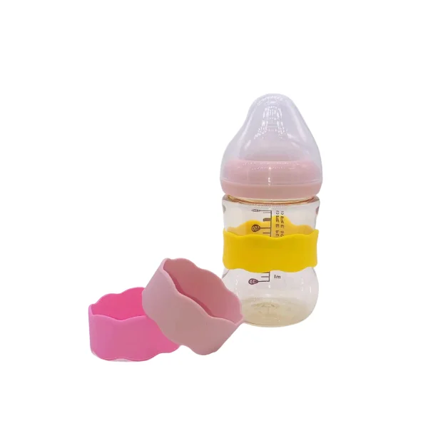 OEM Reuse Wavy Milk  Bottle Silicone Band name labels Custom Logo Silicone Baby Bottle  Labels