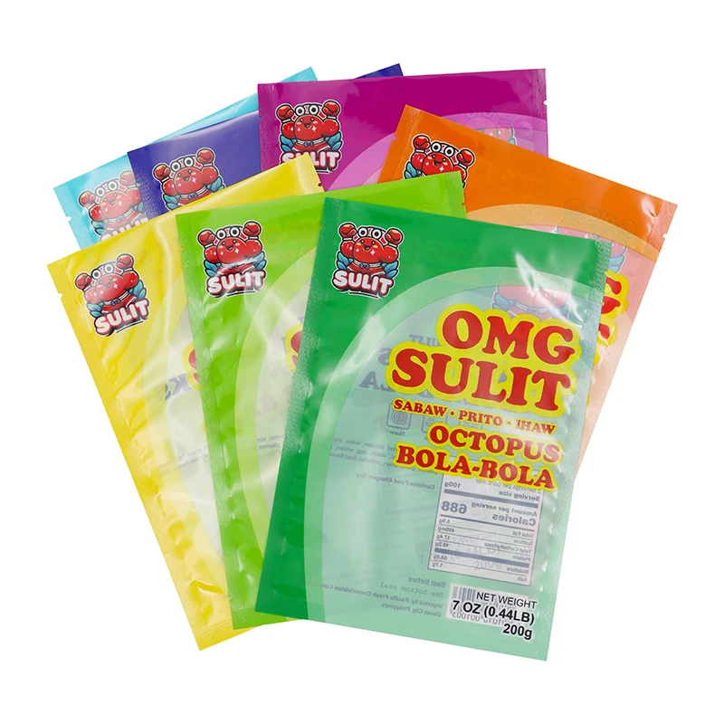 Custom printed transparent waterproof three side sealed food grade nylon plastic packaging vacuum bag for food packaging