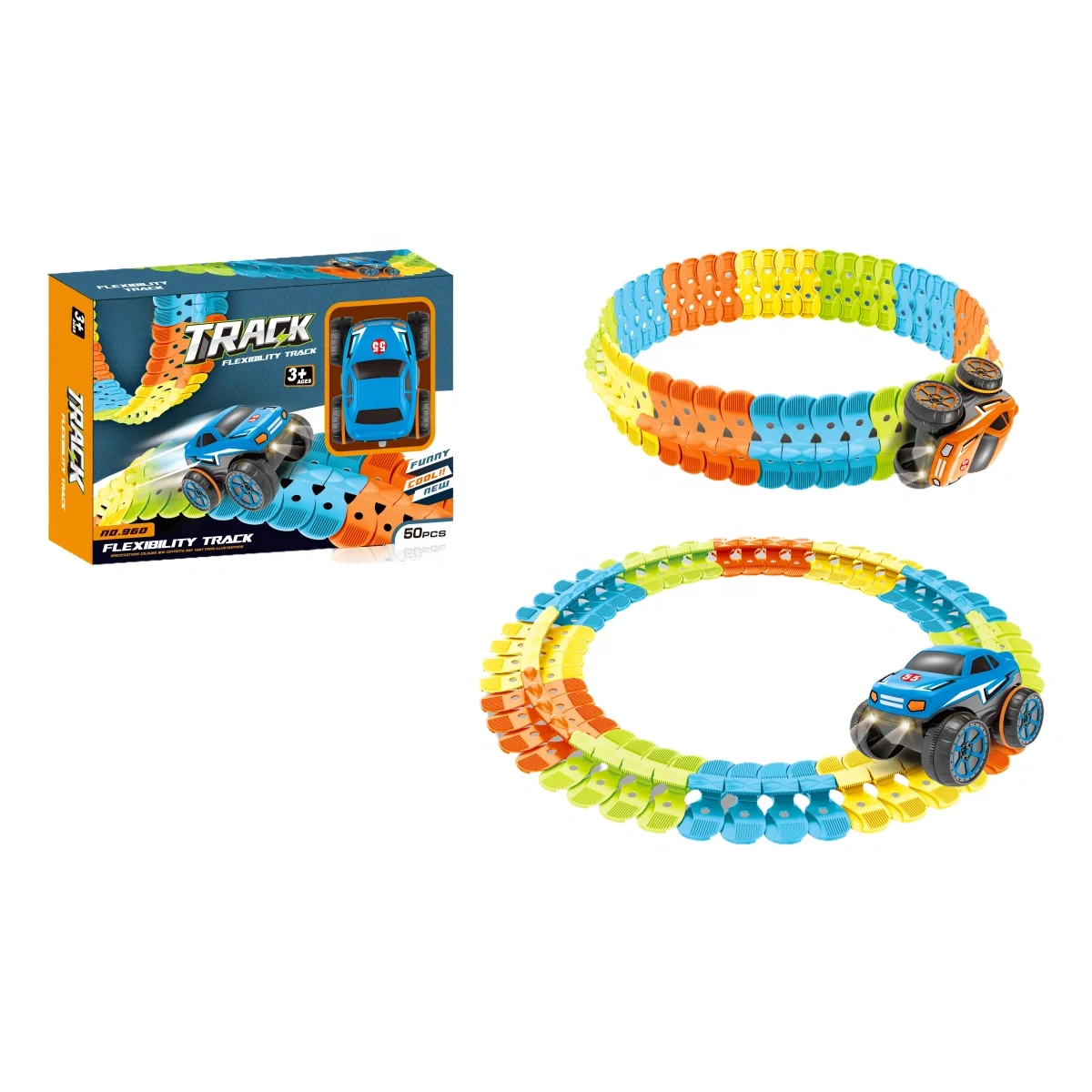 Wholesale Price DIY Race Track Toy Cars Electric Assembly Building Block Toys Kids Race Car
