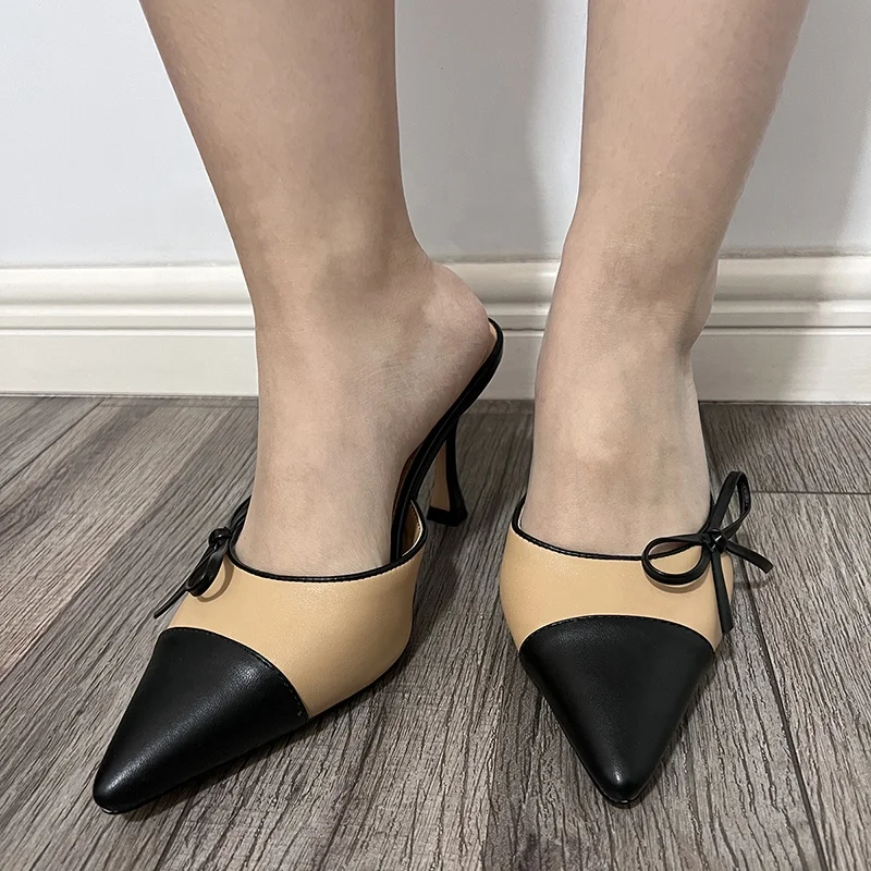 Factory stylish 2024 trending low heeled sandals mule shoes for women