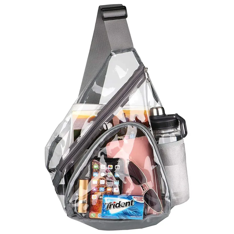 Sling bag jelly pvc men daypack sport waterproof shoulder clear pvc bag stadium approved