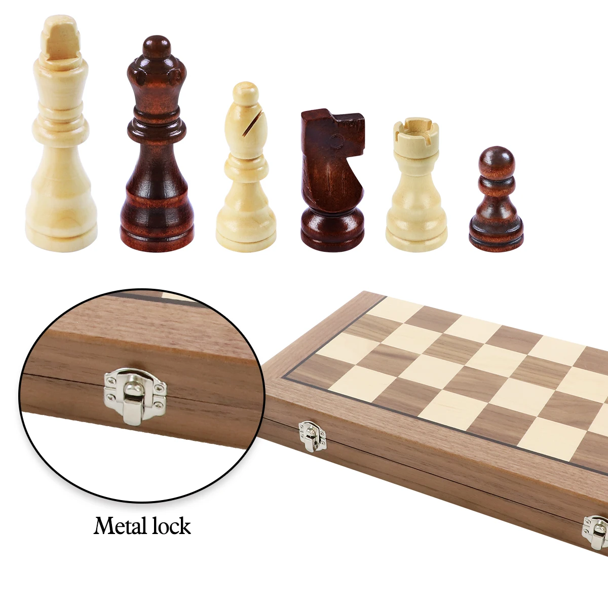 Factory 38cm 15 inch  Magnetic folding walnut maple travel  tournament chess sets Wooden Chess Board  magnetic chess set wooden