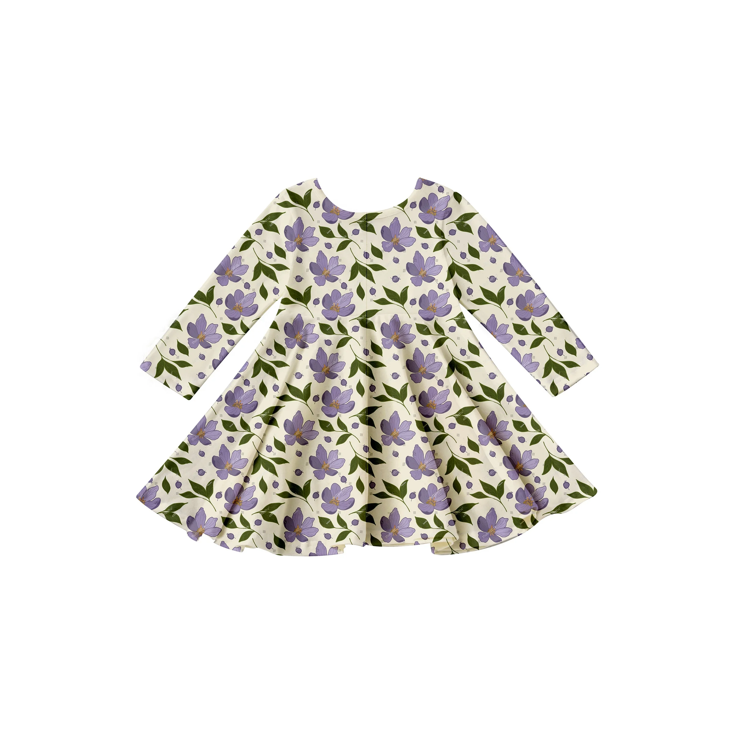 Girlymax fall 2022 floral flower pumpkin Plaid Orange Long Sleeve A-LIne Twirl Knee Length Baby Girls Dresses Kids Clothing