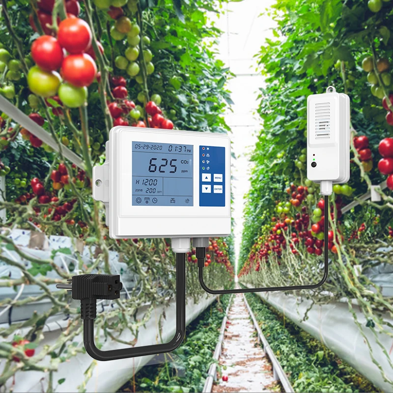 CO2 Controller for greenhouse with Remote sensor, CO2 Regulator valve control auto photocell sensor for Grow Room, Home Grower