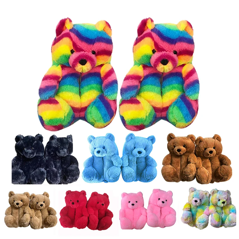 Детские Тапочки Teddy Bear 2021 пушистые плюшевые тапочки оптом от китайских поставщиков домашние для