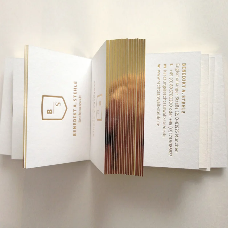 Custom Varnishing Offset Printing CMYK Color Hot Stamping Gold Foil Paper Business Name Card