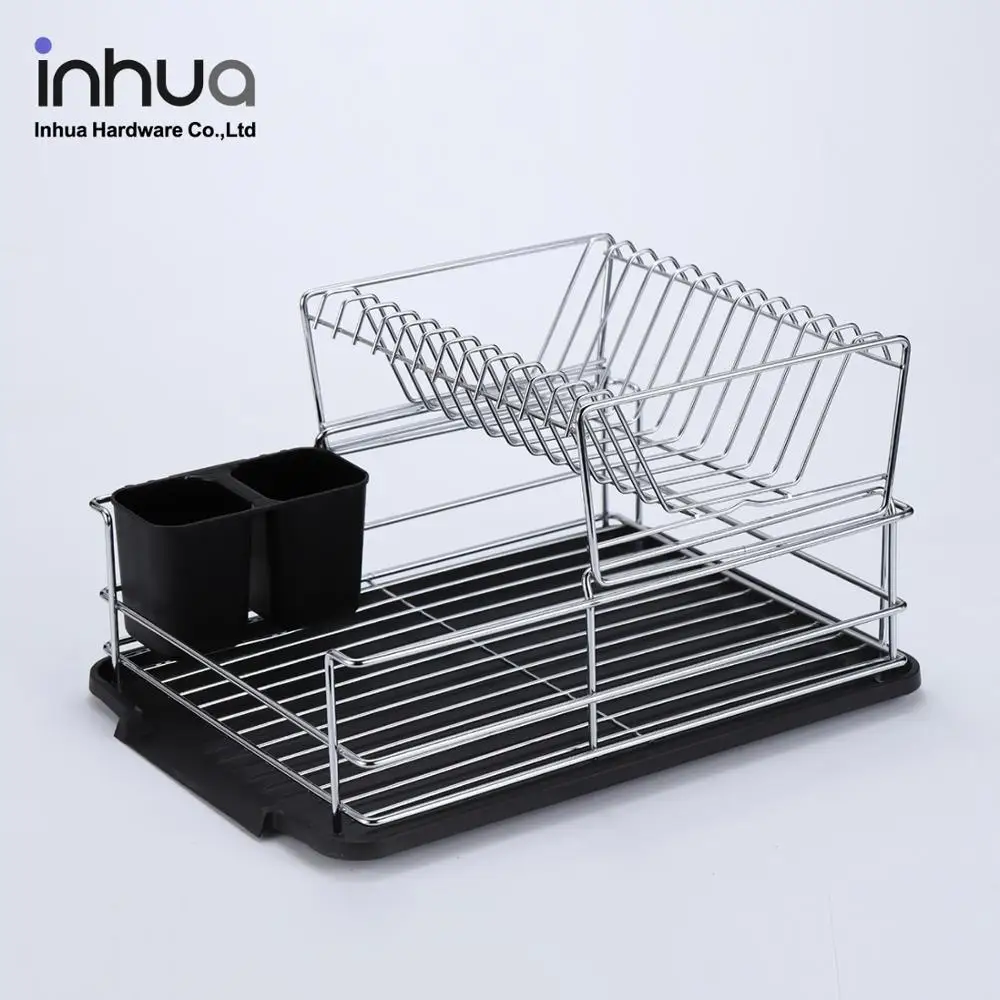 
Double-layer kitchen dish storage drain rack metal rack 