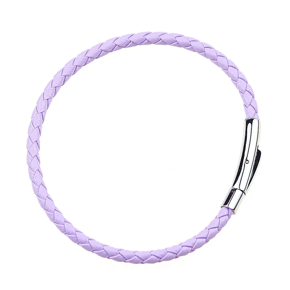 OYA genuine leather bracelet series Fashion light purple color braided leather bracelet women jewelry