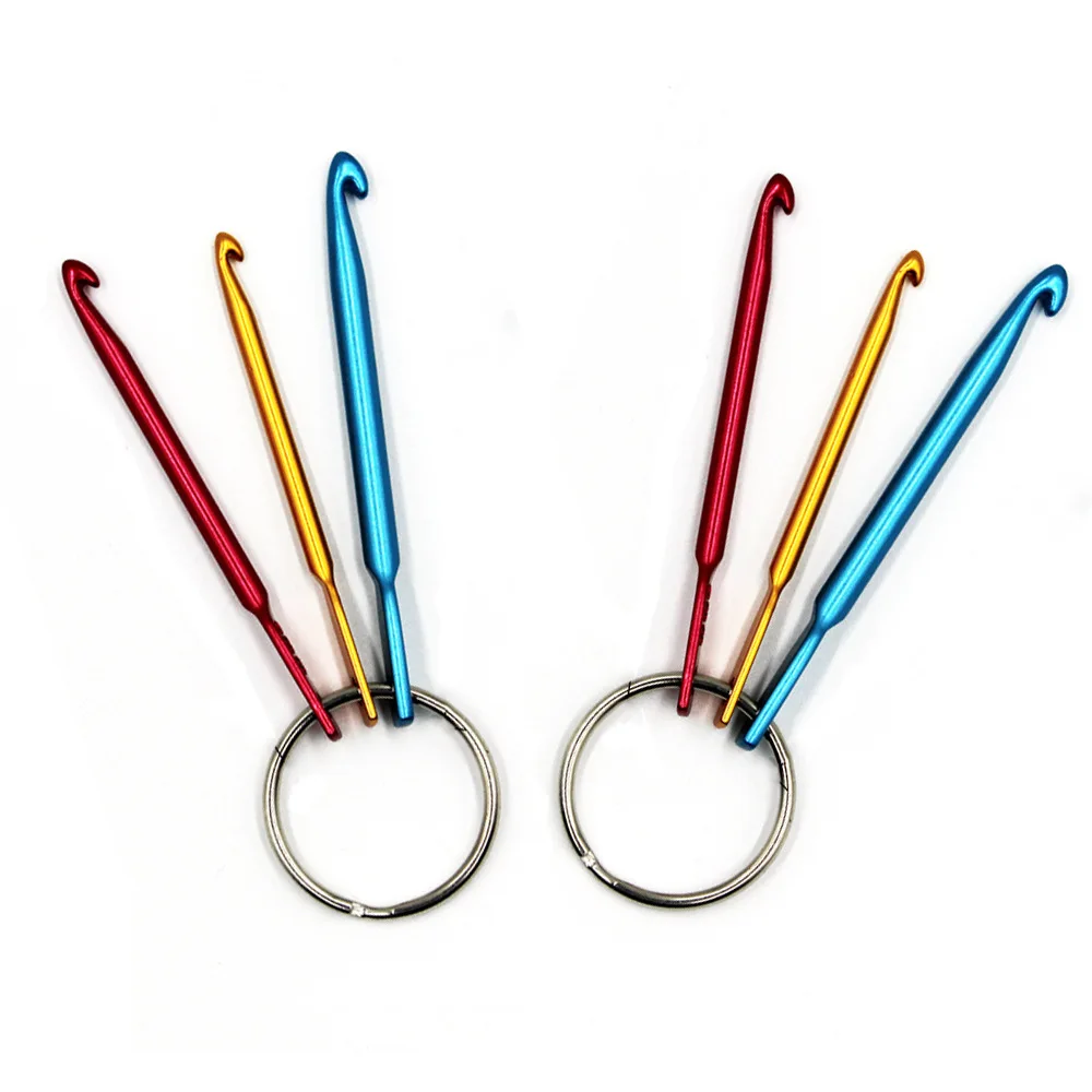 Multicolour Aluminum Keychain Crochet Hooks DIY Crafts Tools Knitting Needles