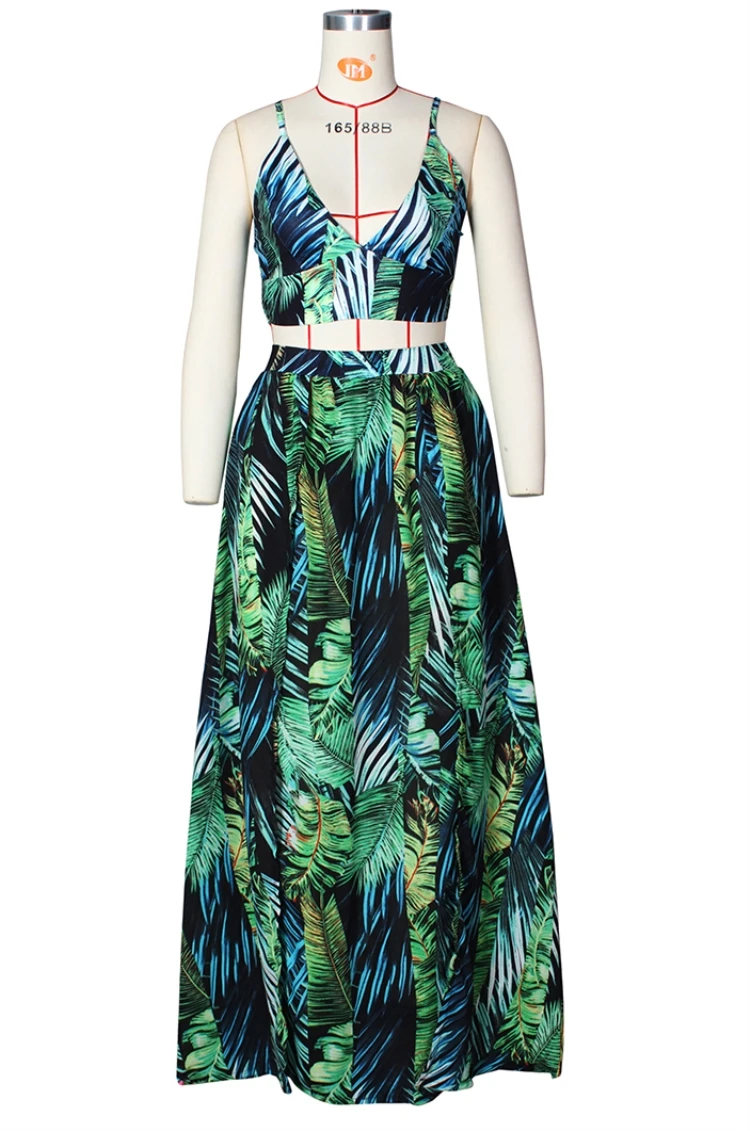  2021 wholesale women new sexy fashion flora maxi dress long