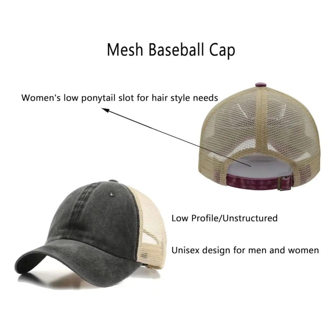 Fashion Vintage Washed Baseball Caps Breathable Hole Mesh Snapback Sports Baseball Cap