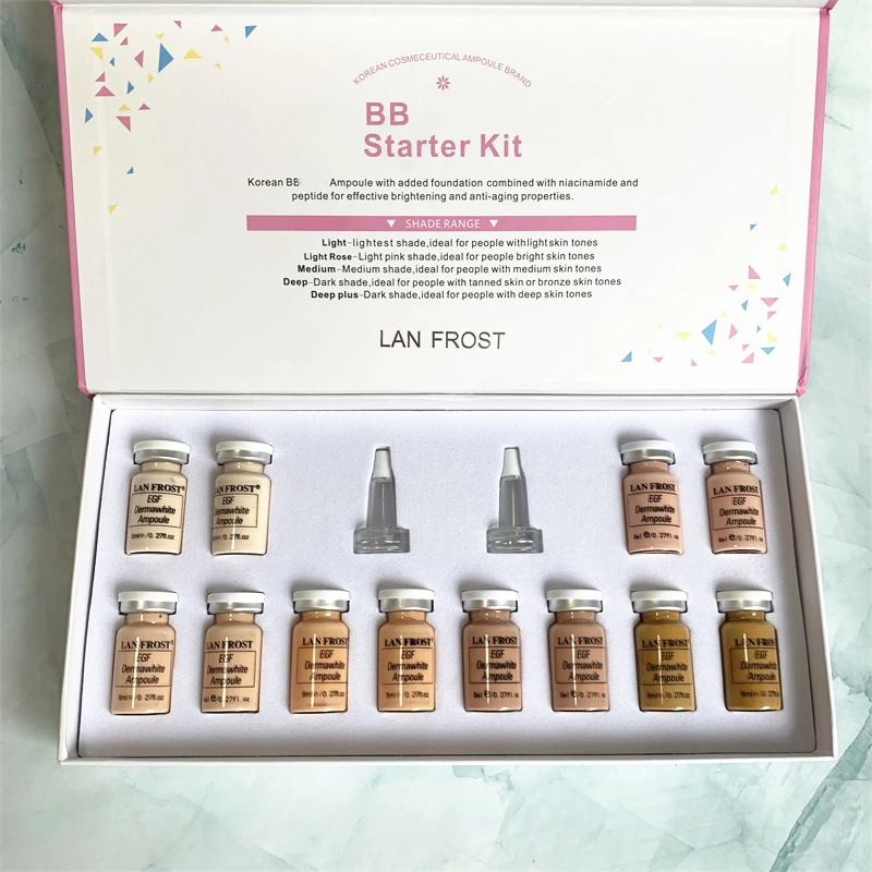 K OEM/ODM BB Shining Booster Pigments Mixed Kit Brighten Skin Tone Anti-Aging Foundation Multi-color MESO BB Starter Kit