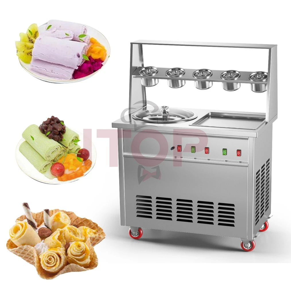 ITOP Round Pan Fried Ice Cream Machine/ Single Fried Ice Cream Roll Machine/ Thailand Fry Ice Cream Machine