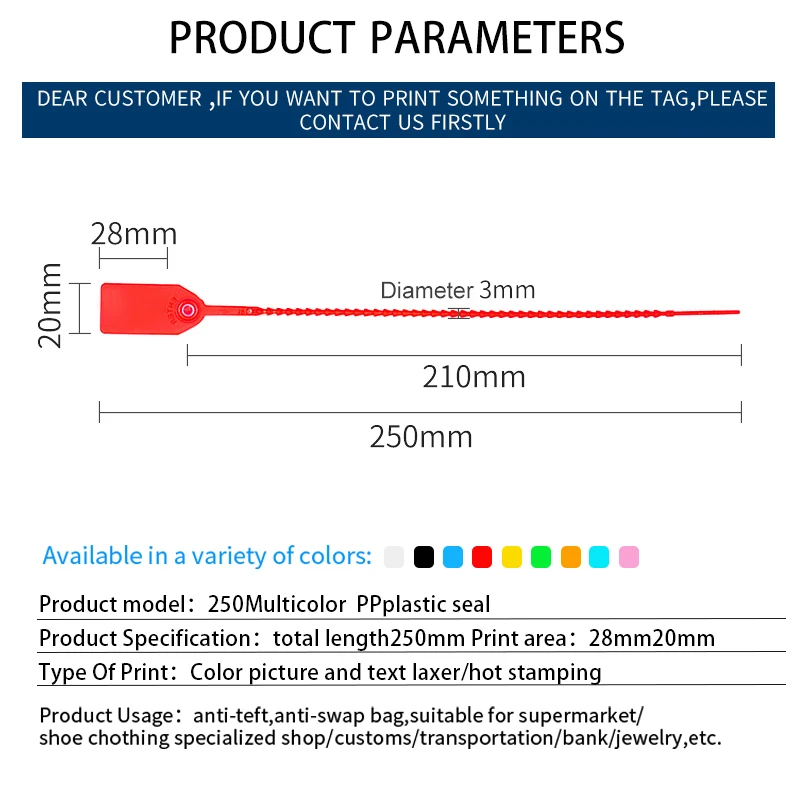 Clothing tag Printed Label Custom Logo padlock plastic zip tie Security seal tamper proof disposable Anti-theft deduction
