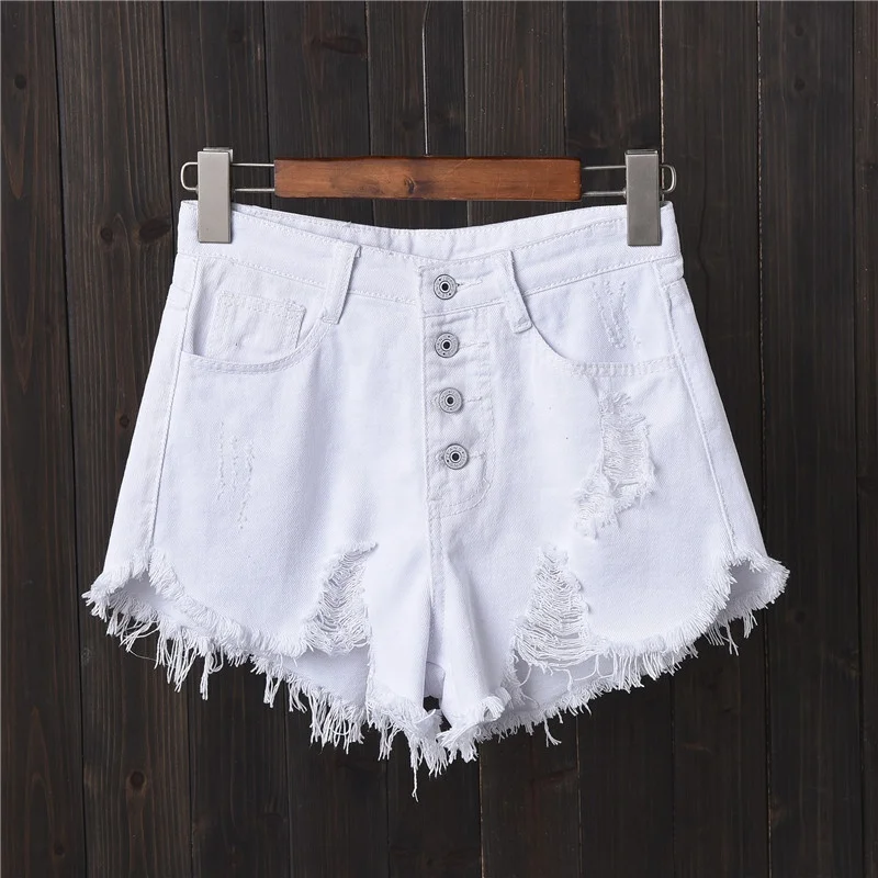 Fashion Summer New Ripped Edge Denim Shorts Women Super Jean Shorts