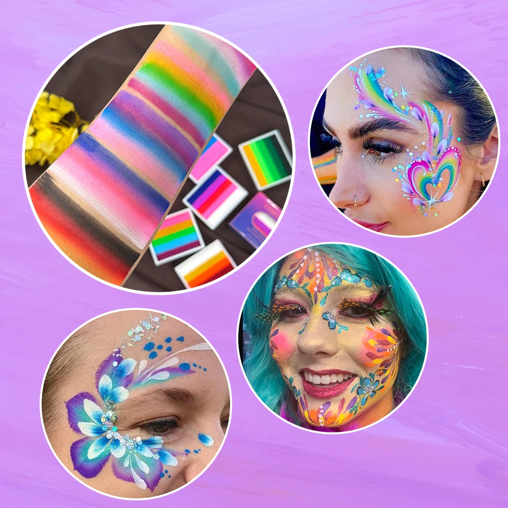 Party Makeup Water Active Face Painting Professional Split Cake Liner Color Mixing Rainbow Split Face Body Paint Palette