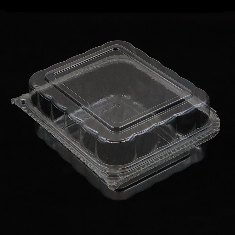 clear folding PET plastic food container cookie tart dessert fruit cake packaging box
