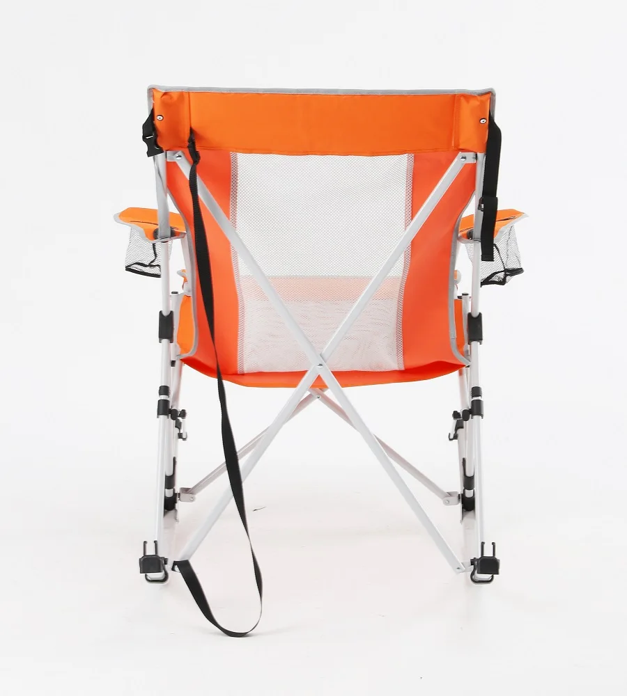 Oversized Deluxe Comfortable Portable Outdoor Wear-resistant and Breathable Rocking Camping Folding Chair With Cup Holder
