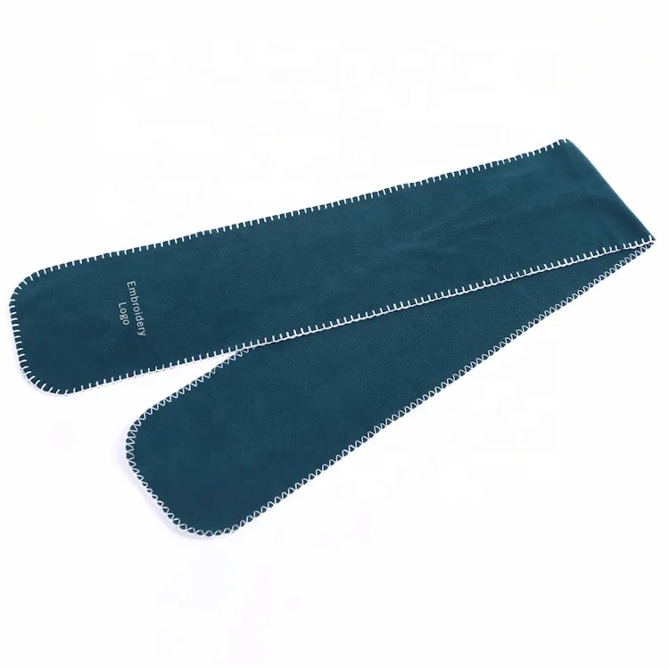 free sample plain color customized logo green polar fleece scarf in stock