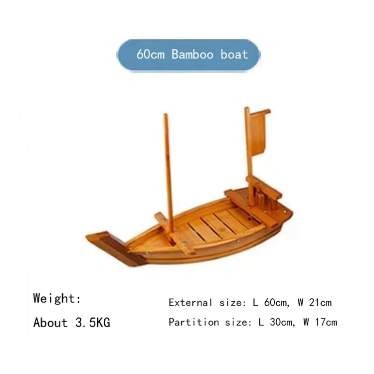 Wholesale Cheap Handmade Seafood Platter Cold Dishes Ship Japanese Cuisine bamboo Sushi Boat Serving Tray for Hotel Restaurants