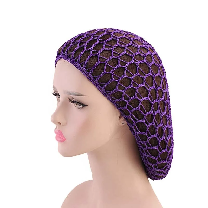 Hot Sale Dance Women Girls Muslim Hair Accessories Kufi Cap Knit Crochet Snoot Hairnet