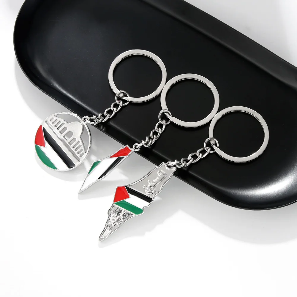 Manufacturer Wholesale Custom Free Palestine Keyring Palestine Flag Map Keychain Palestine Key Chain