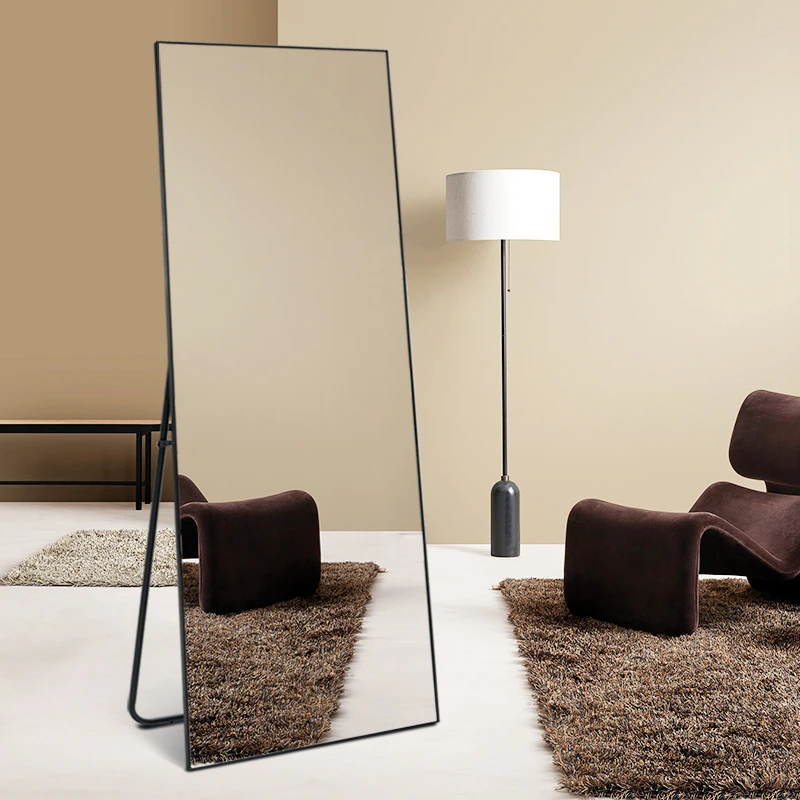 Aluminum alloy framed full size full length standing dressing mirror for living room