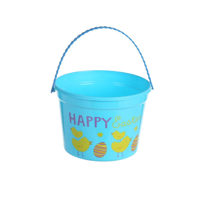 Manufacturer Supply Easter Plastic Bucket Cute Easter Gifts Kids Plastic Eggs Storage Bucket