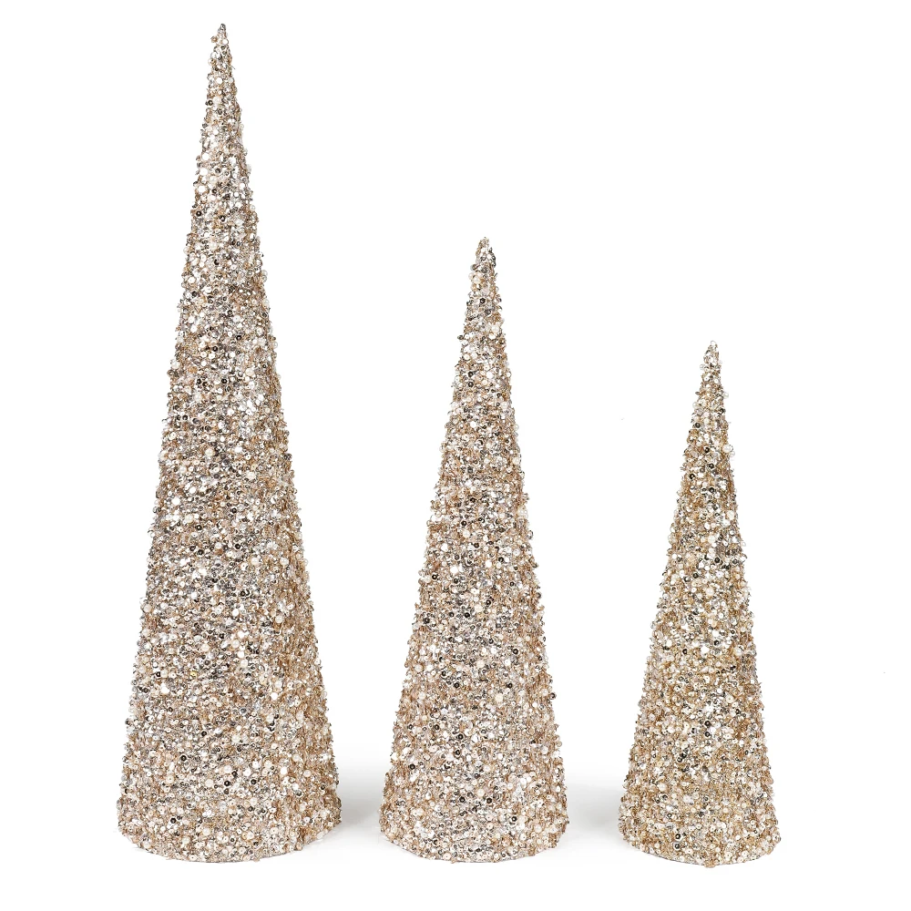 Customizability 3d Christmas Cone Trees Christmas Trees Decoration Glitter Powder Set 3