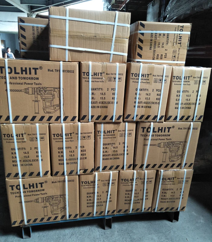 TOLHIT Red Portable Rock Drill Concrete Wall Demolition Breaker Machine Professional Electric Power Rotary Hammer 38mm 1050W