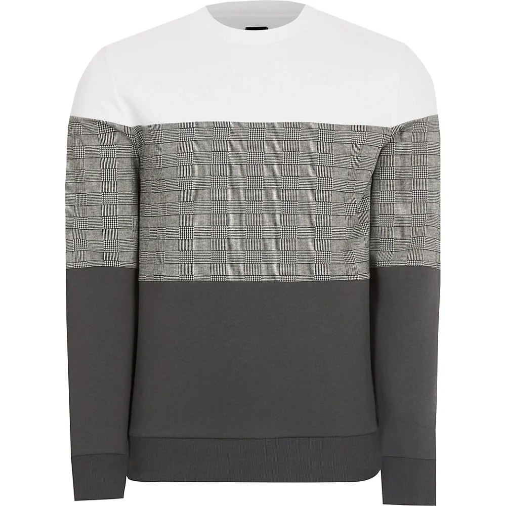 2022 French Terry Cotton Sweat Shirts  Long sleeve Stripe Check Colour Block Slim Fit Sweatshirt Crewneck Sweatshirts