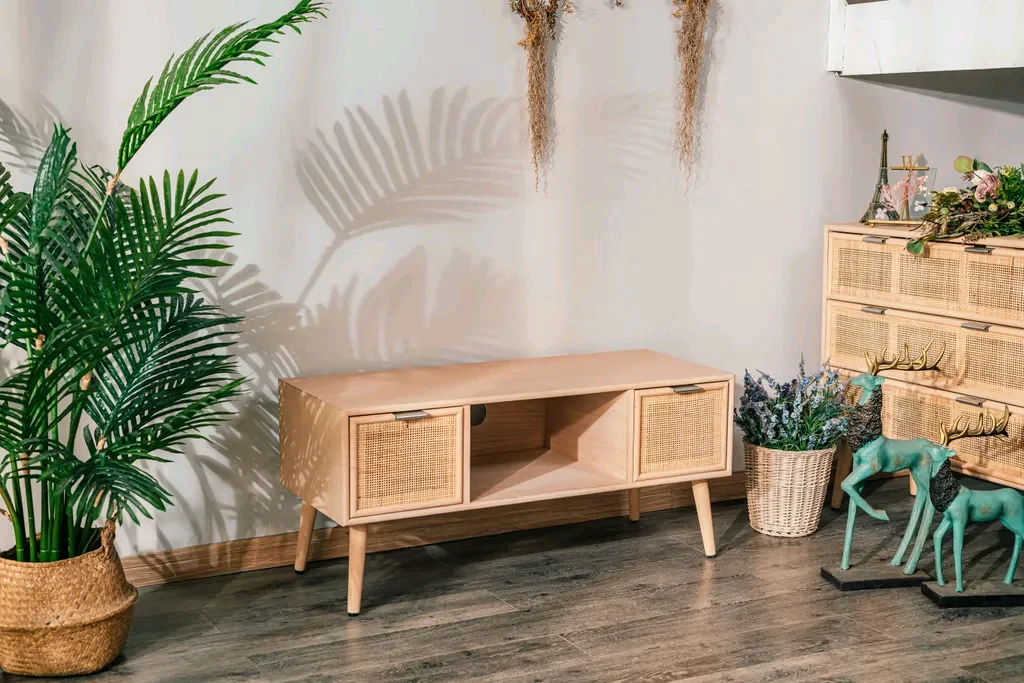 Combohome Modern TV Stand Furniture Wood TV Stand and Coffee Table White Corner Table Living Room Furniture TV Cabinet Stand