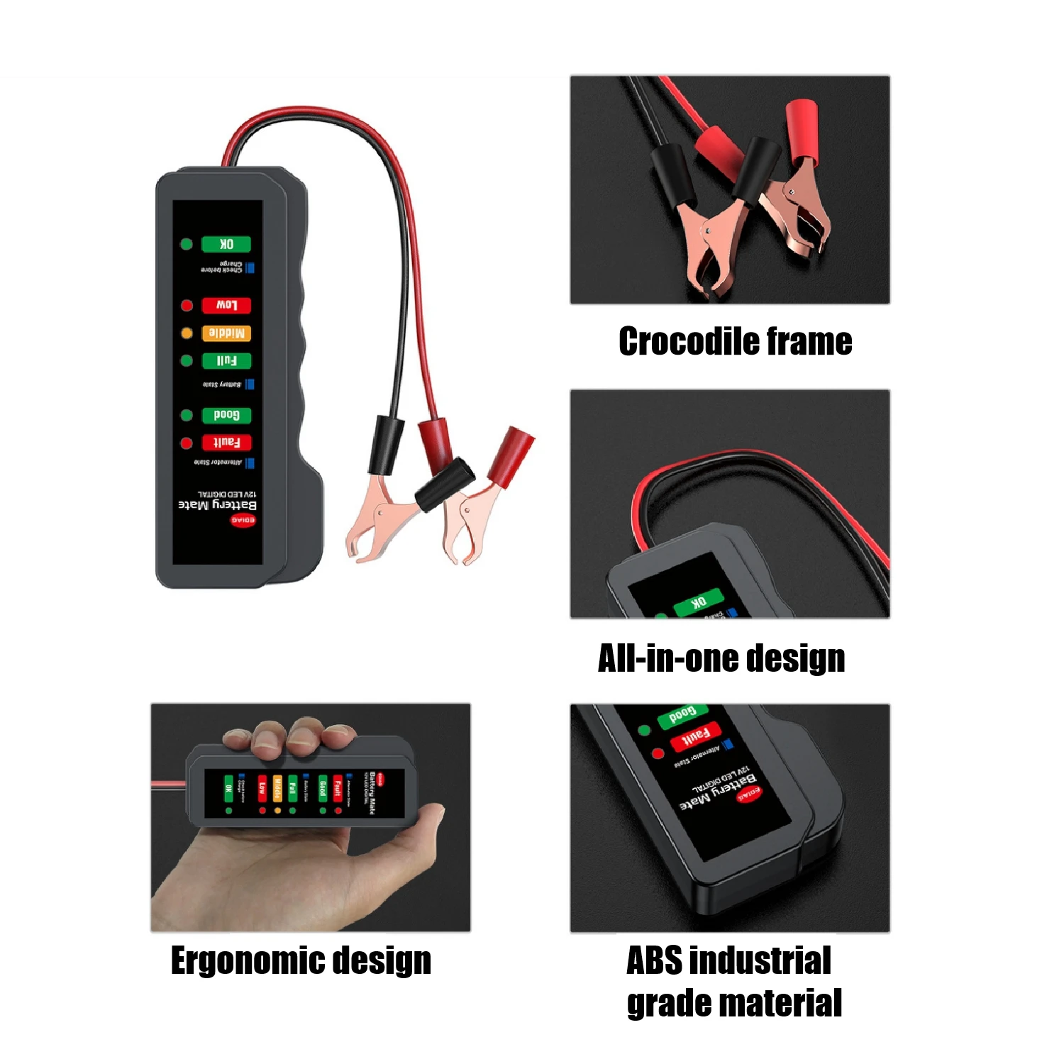 12V Car Battery Tester Digital Alternator Tester 6 Led Lights Display Automotive Diagnostic Tool Auto Load Analyzer