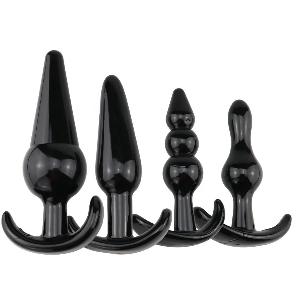 Netphi Pack of 4 Beginner Anal Dildo Set Silicone Butt Plugs for Beginners Starter Set