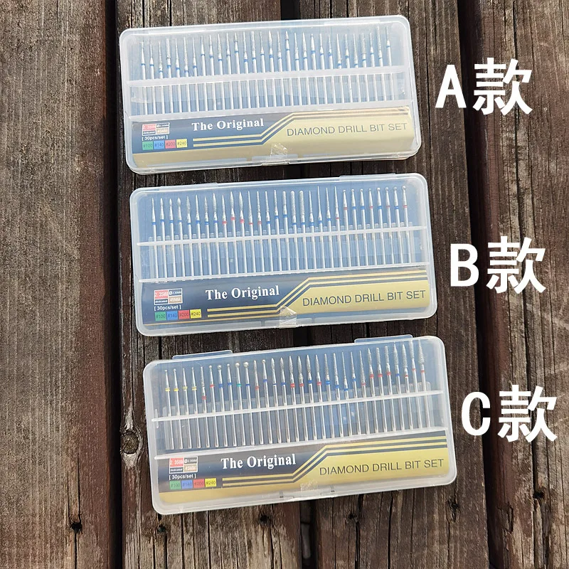 Wholesale 30pcs/set Professional Russian Drill Bits Diamond Coated Grinding Bit Flame Shape Diamond Bits Set