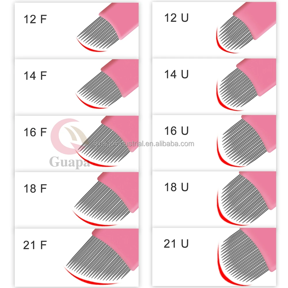 High quality 0.15mm U Agujas Eyebrow Pink Disposable Microblading Cejas Supplies Micro Nano Microblades Needle