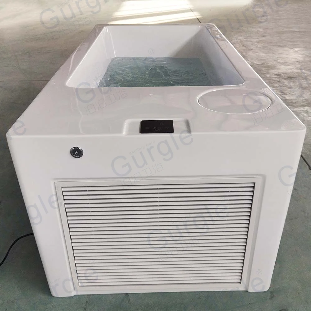 Acrylic Square All In Cold Plunge Tub Ice Bath With Chiller Together One Piece Ice Bath Chiller With Pump