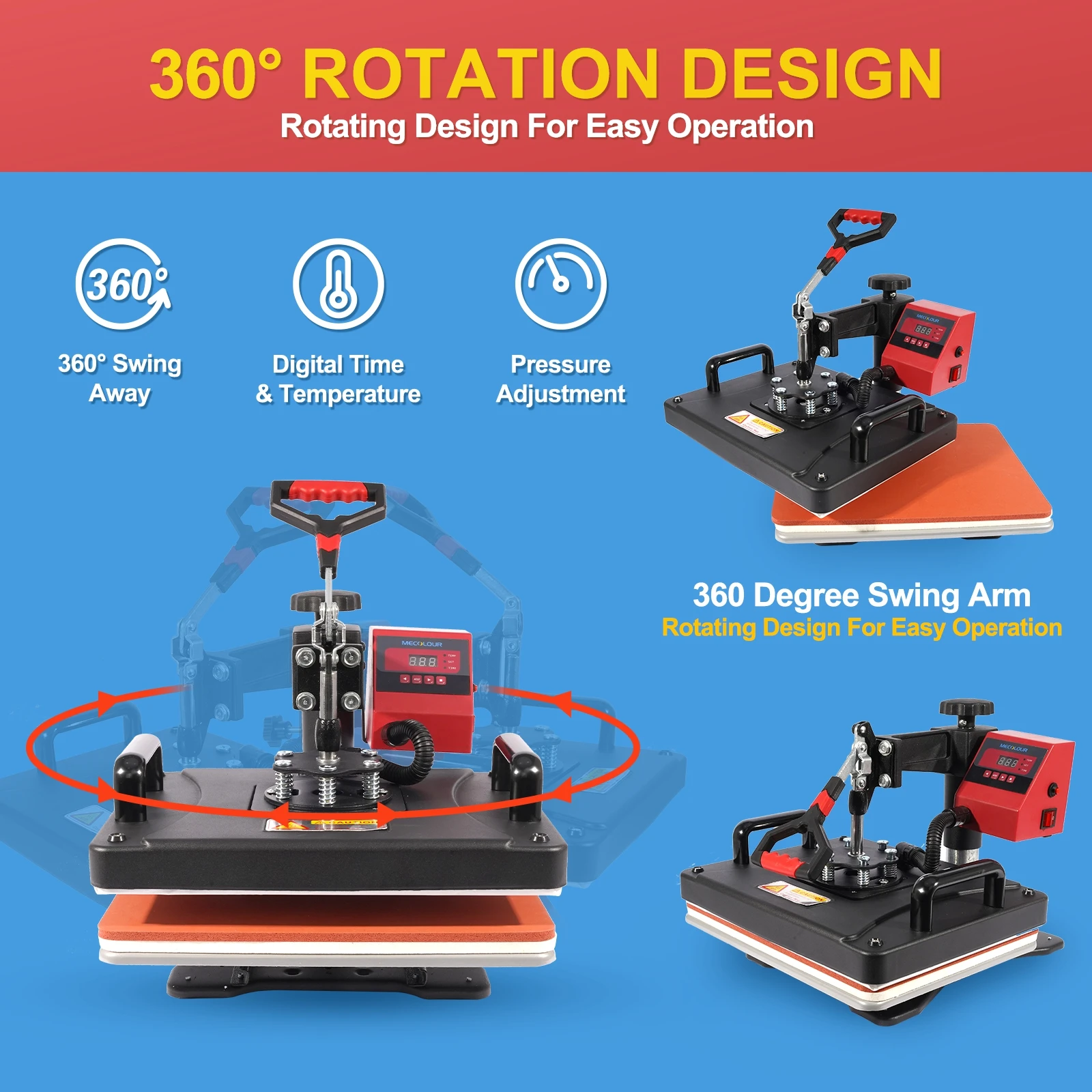 8 in 1 Heat Press Machine 12x15 inch Combo Swing Away T Shirt Pressing Machine, Sublimation Heat Press Transfer Machine for T-Sh