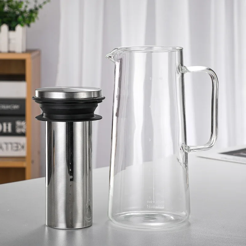 1000ml1400ml Cold Brew Iced Coffee Maker Tea Infuser with Spout Brewing Glass with Removable Stainless Steel