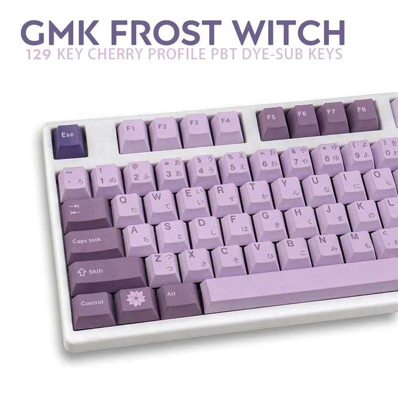 Hotsale GMK Frost Witch Keycaps Cherry Profile PBT DYE-SUB 129 Keys Purple Japanese Keycap For MX Switch Mechanical Keyboard