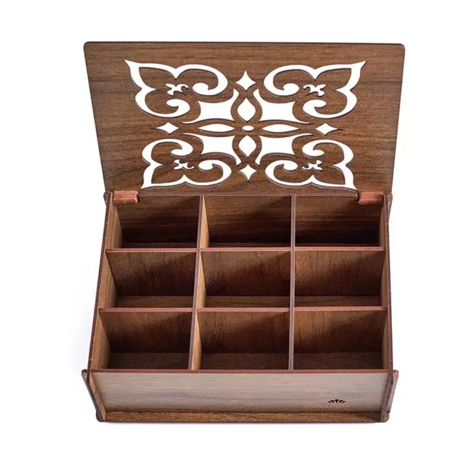 Hot selling custom made rectangle country storage container antique wooden tea box