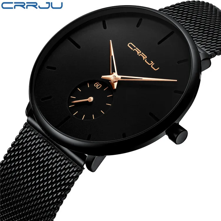 CRRJU 2150 Top Luxury Business Fashion Wristwatch Mesh Band Strap 3ATM Waterproof Best High Quality Sport Quartz Clock Watch