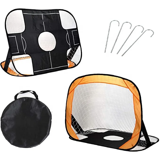 2 In 1 Pop Up Kids Soccer Goal Foldable Portable Football Net-Indoor -Outdoor Sports And Shooting Practice For Backyard Play