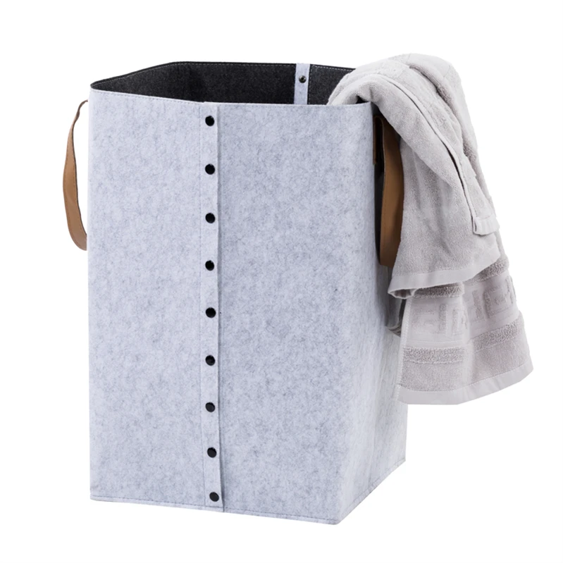 Portable Collapsible Hamper Dirty Clothes Toys Laundry Basket Wool Felt for Laundry Storage Use
